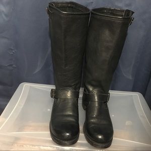 Frye Boots Black Leather Sz 10 Mid Calf Wide Calf